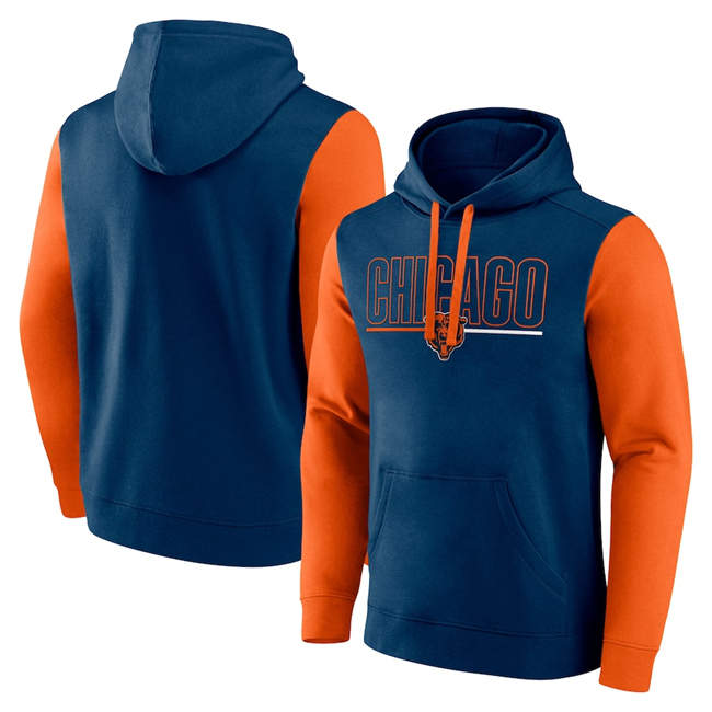 Men's Navy/Orange Chicago Bears Outline Pullover Hoodie